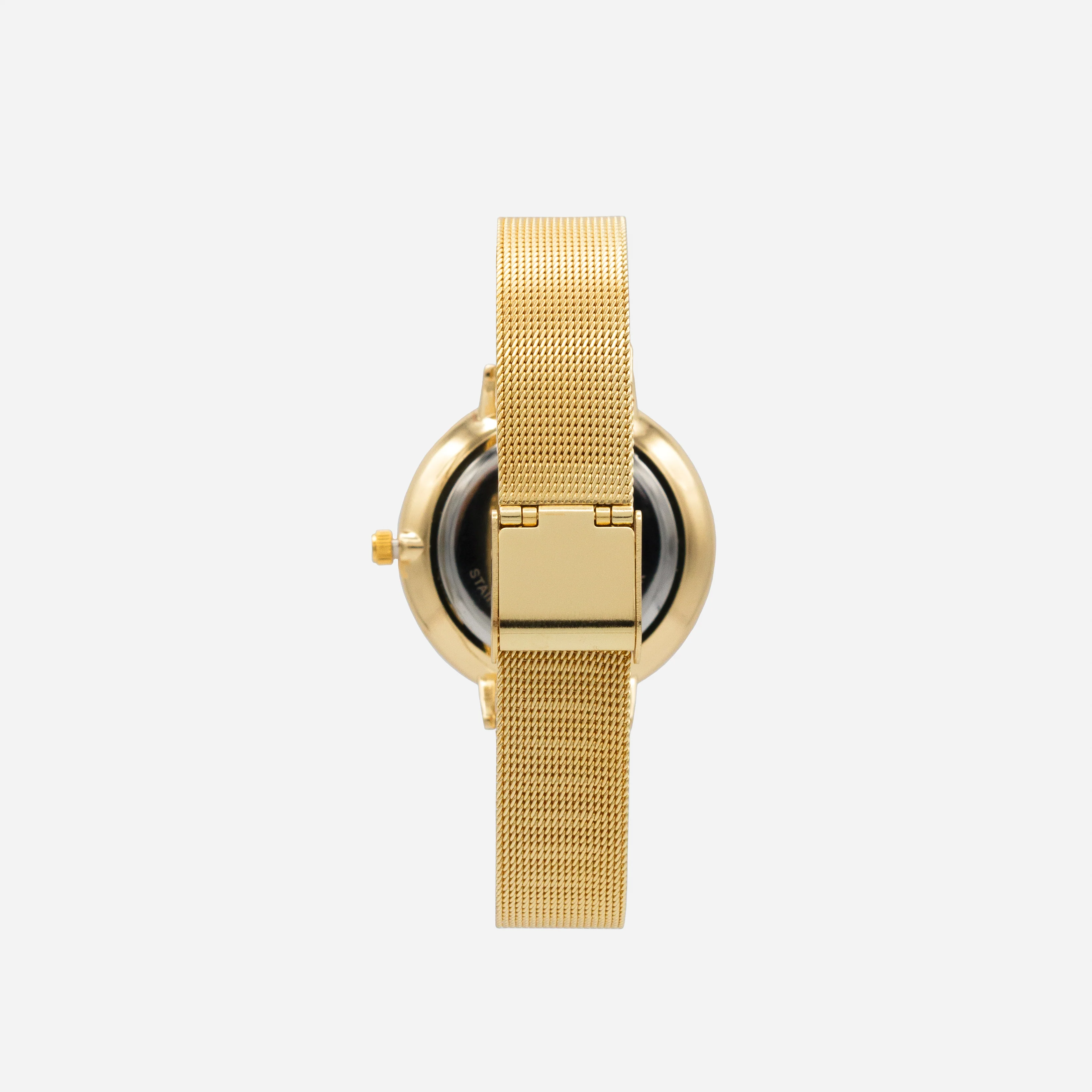 Montre dorée à boîtier rond et cadran blanc en acier inoxydable - Image 2