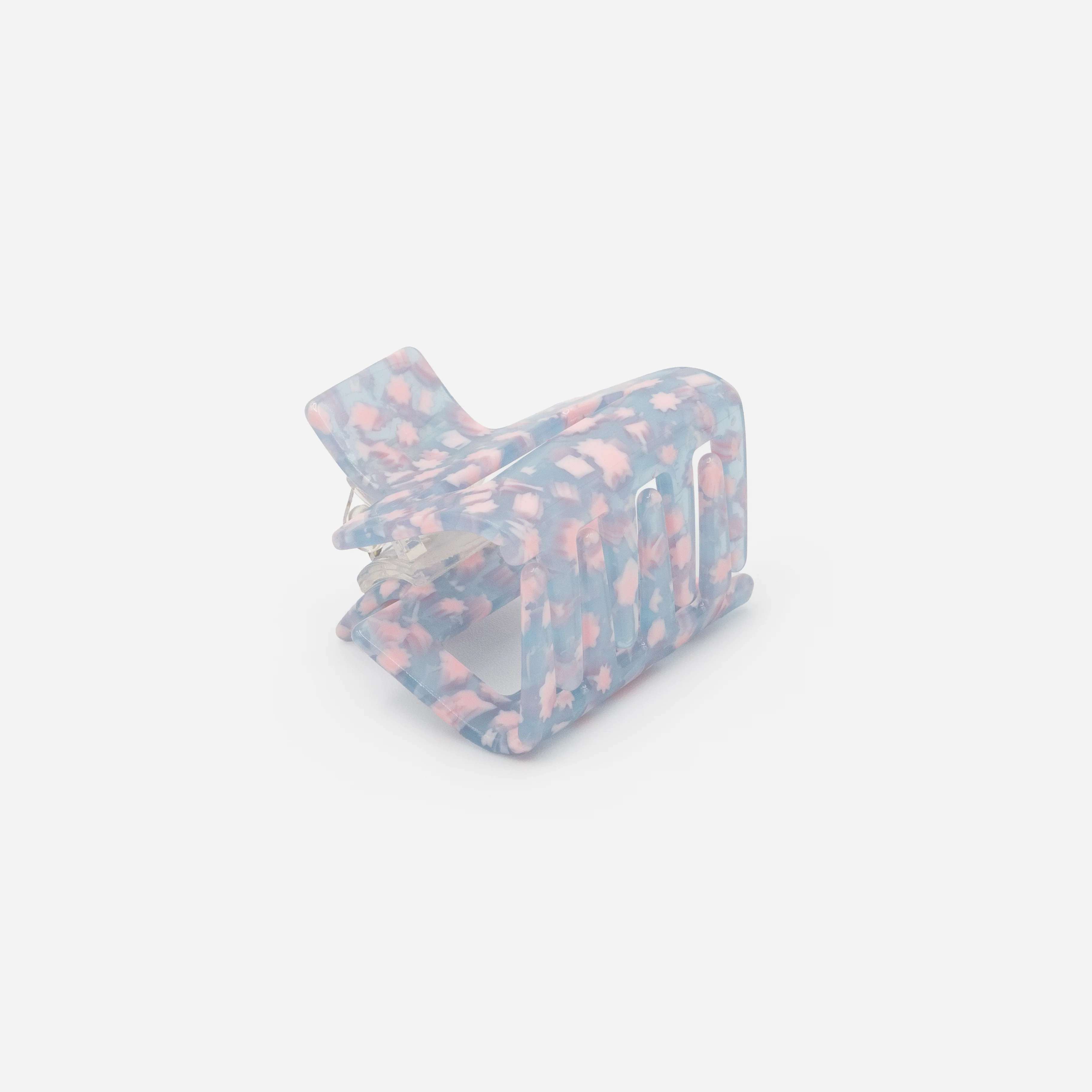 Moyenne pince rectangulaire bleue à motifs roses - Image 3