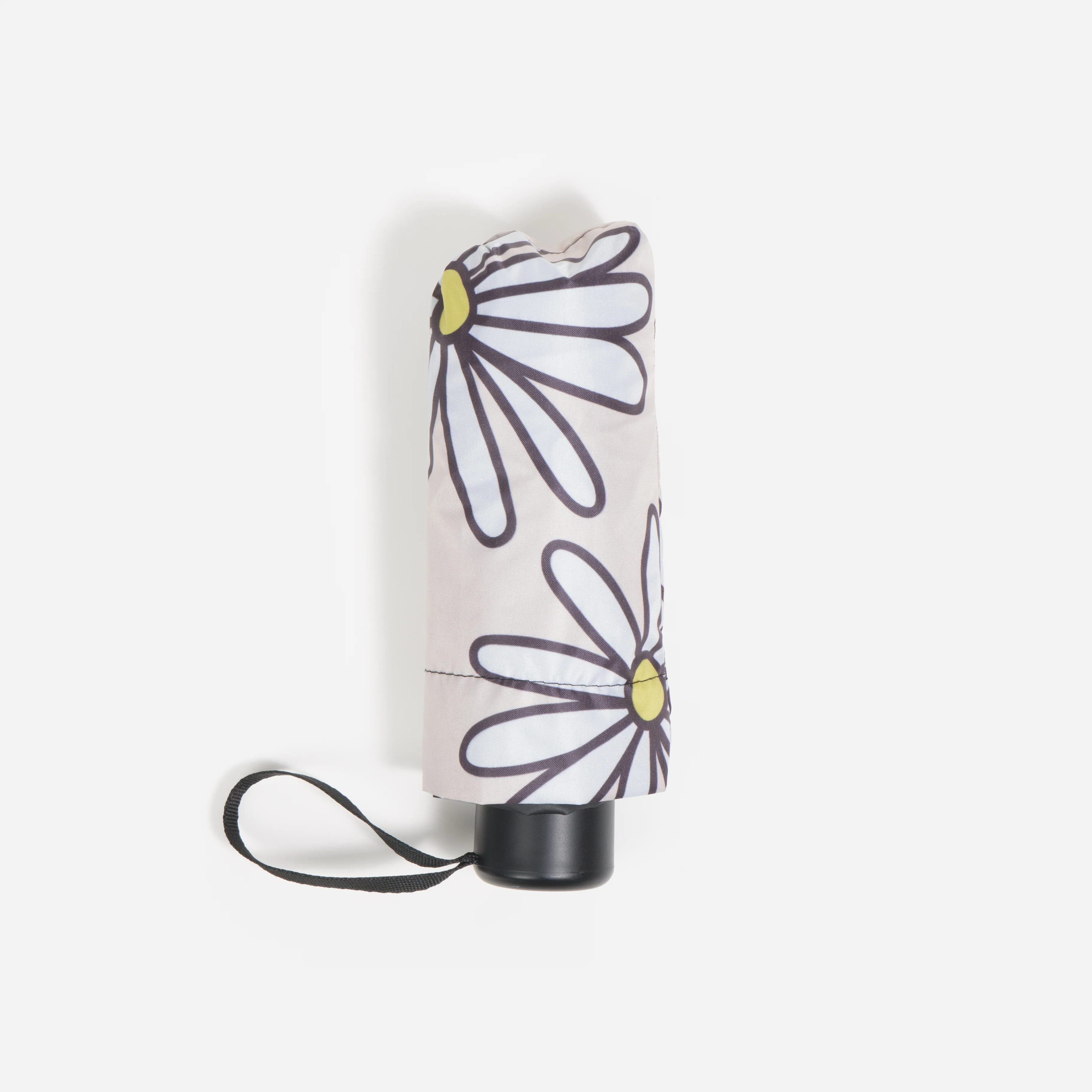 Parapluie beige avec marguerites et sac de rangement - Image 5