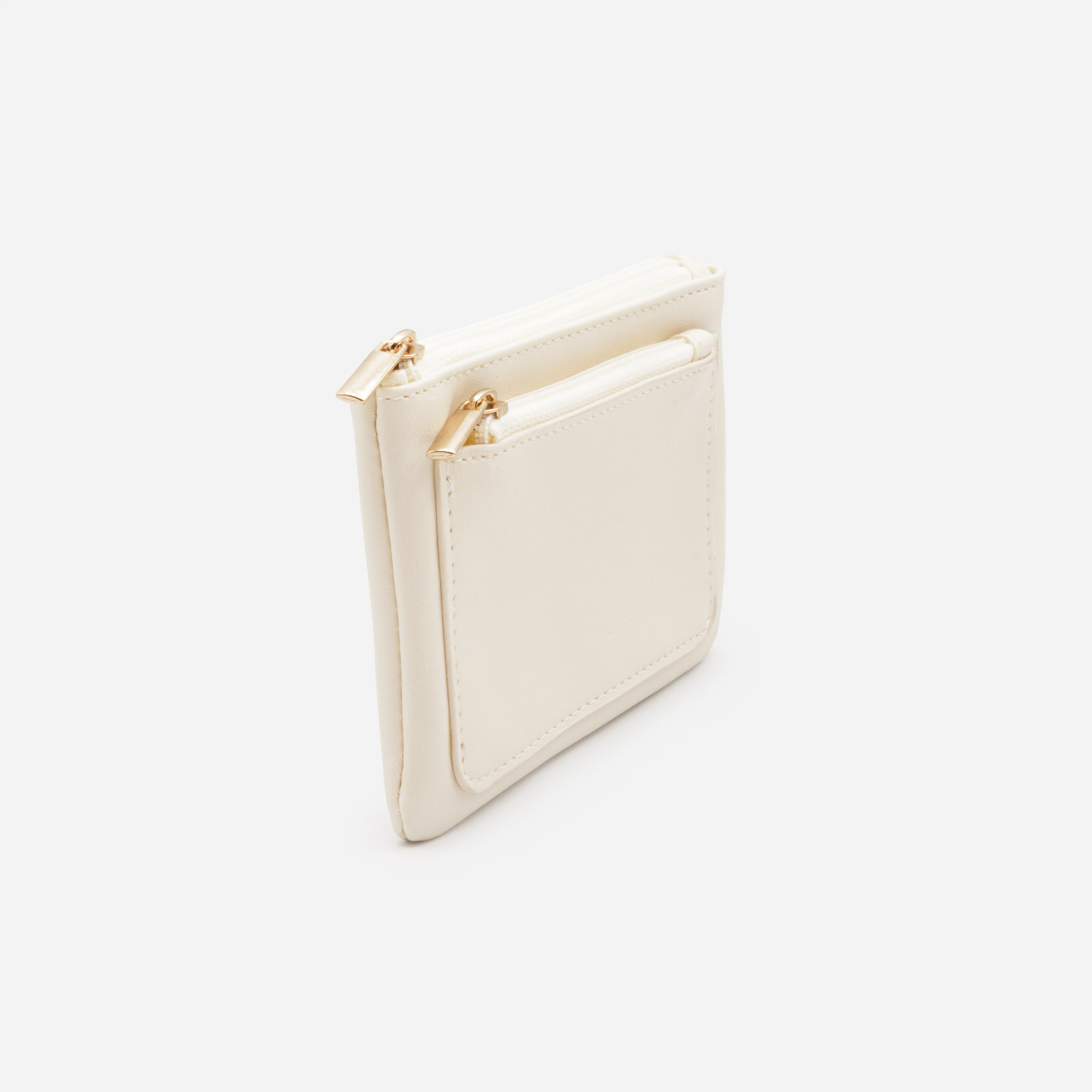 Petit porte-monnaie ivoire à pochette double - Image 2