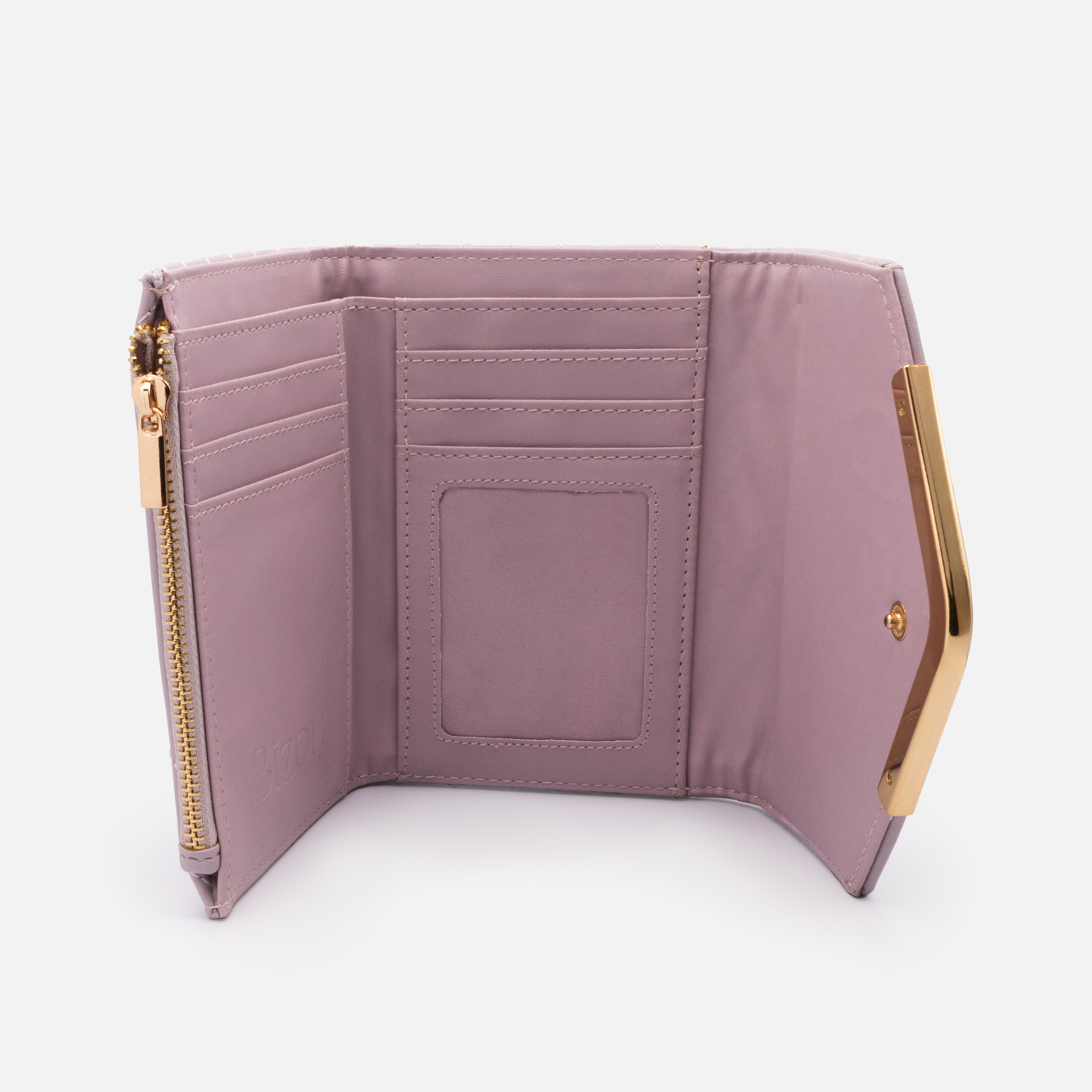Petit portefeuille lilas matelassé à motif à chevrons - Image 3