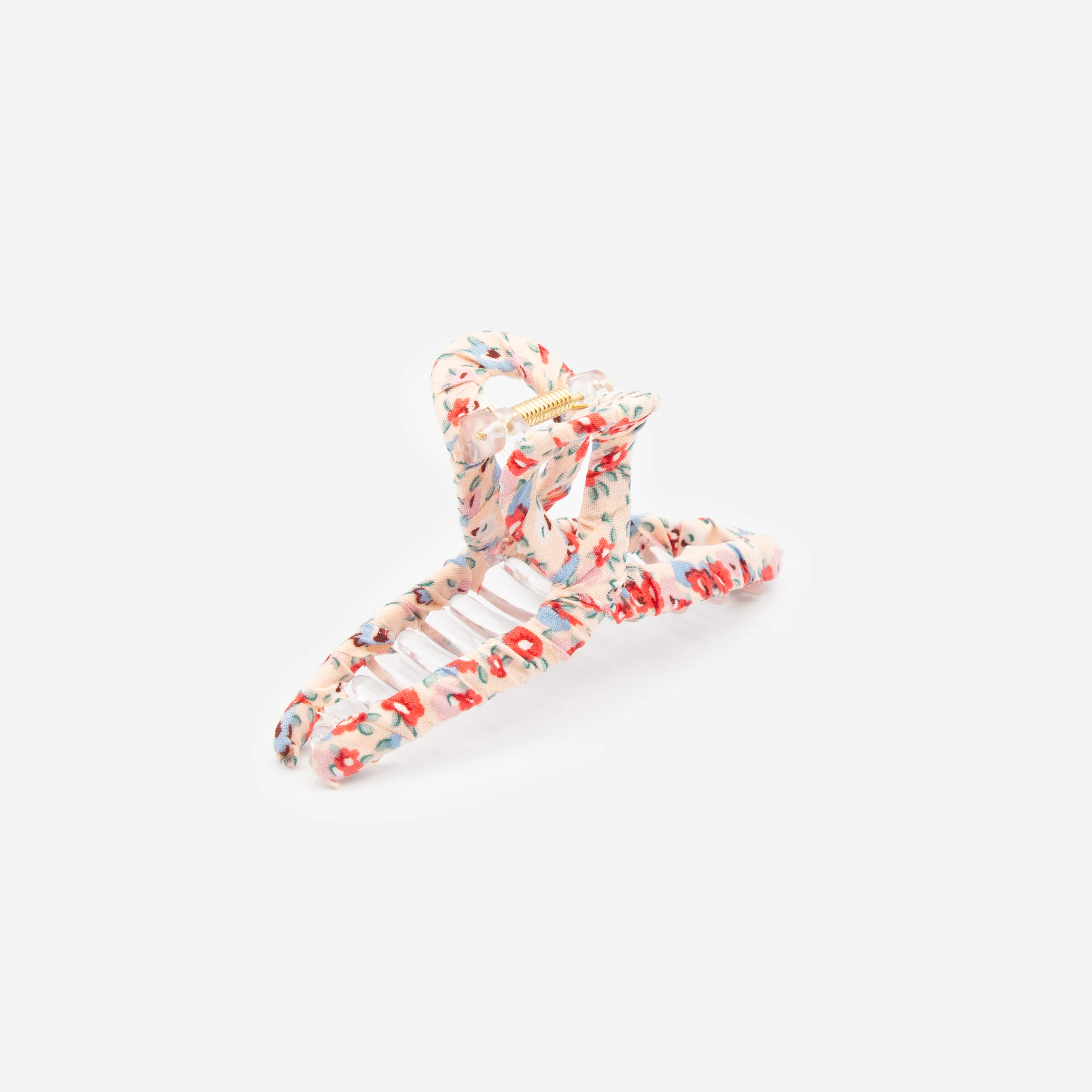 Pince à cheveux en tissu rose pâle fleuri - Image 2