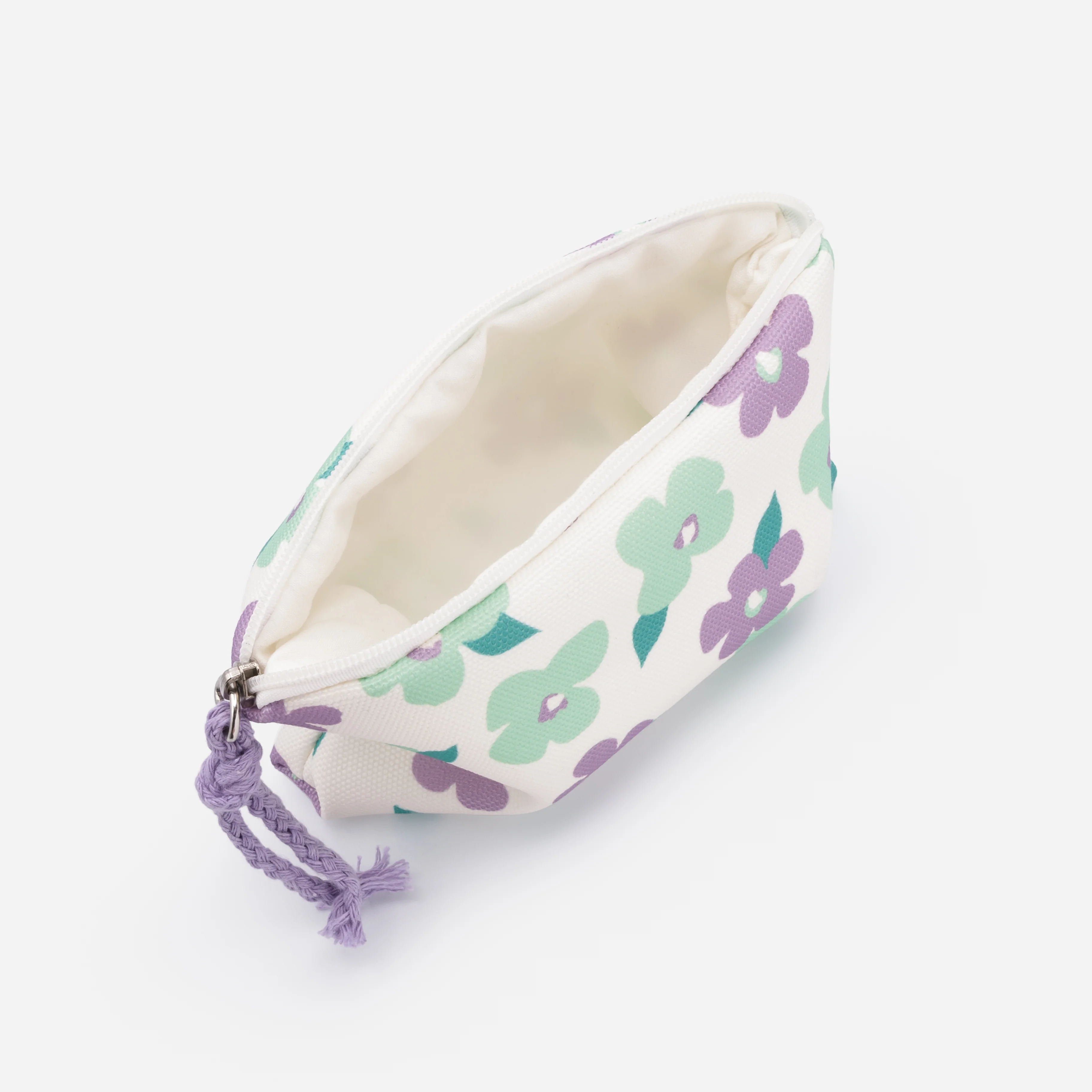 Petite pochette à cosmétiques fleurs lilas et vert pâle - Image 3
