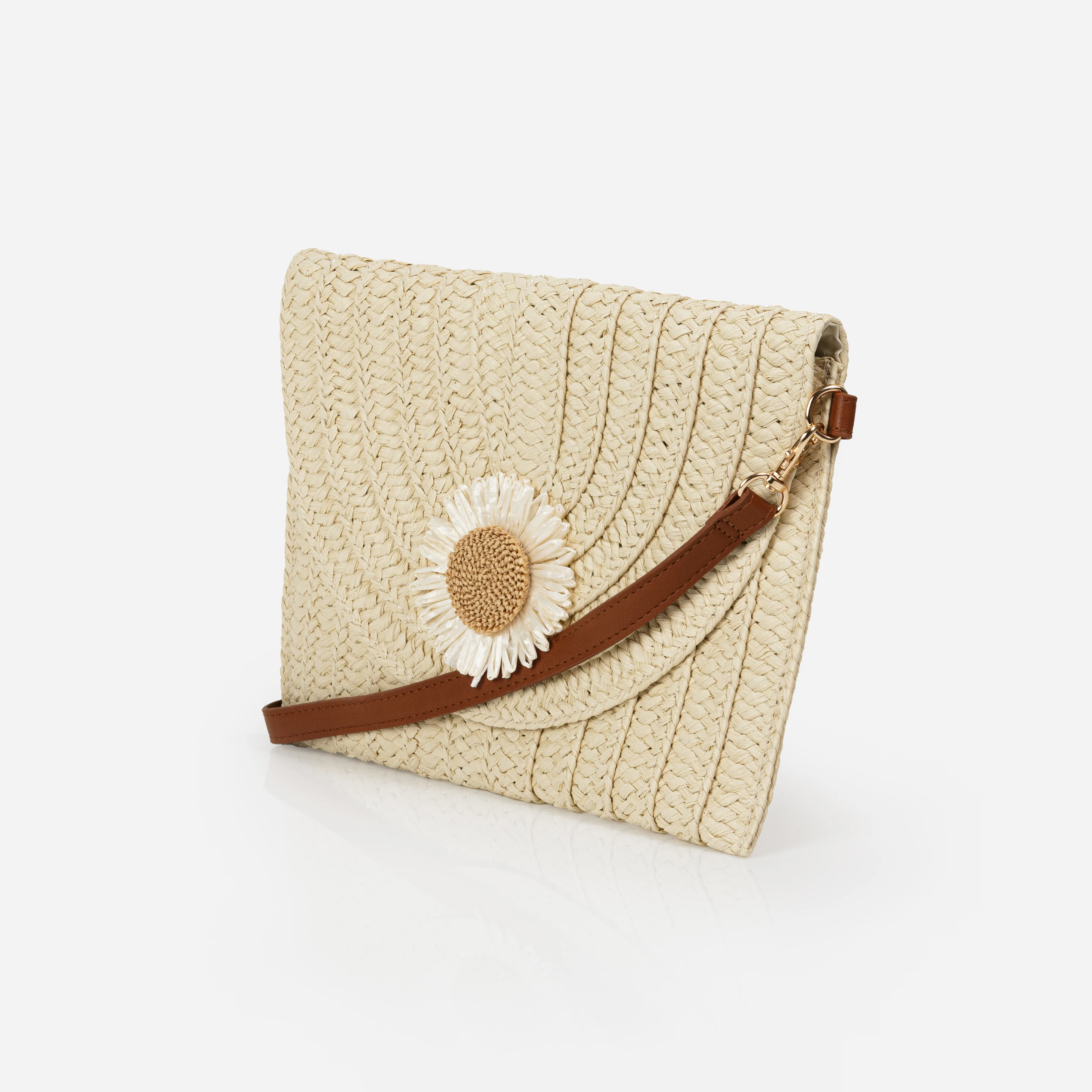 Pochette en paille avec marguerite et ganses amovibles - Image 2