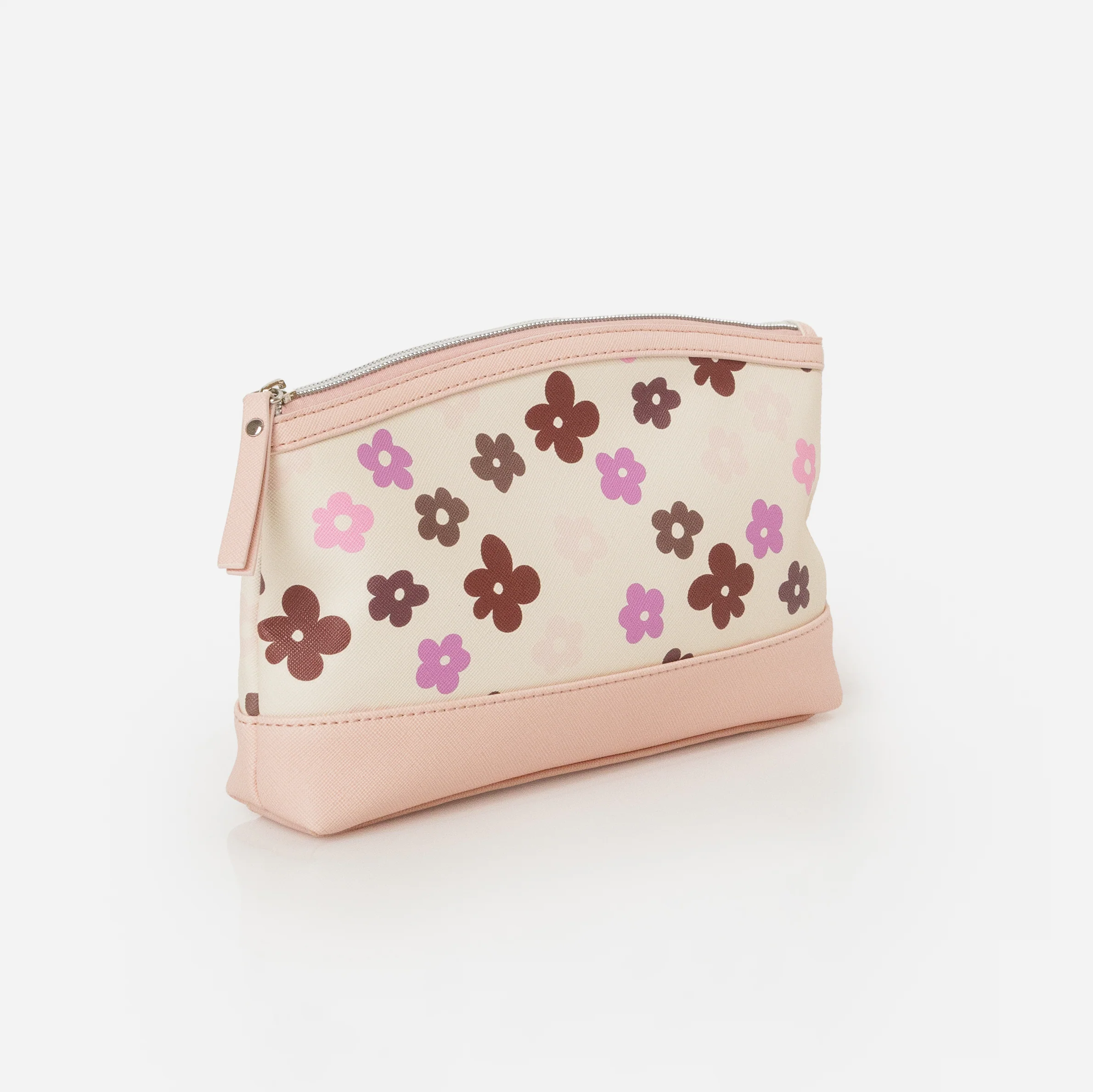 Pochette à cosmétiques 3 en 1  beige avec fleurs colorées - Image 6