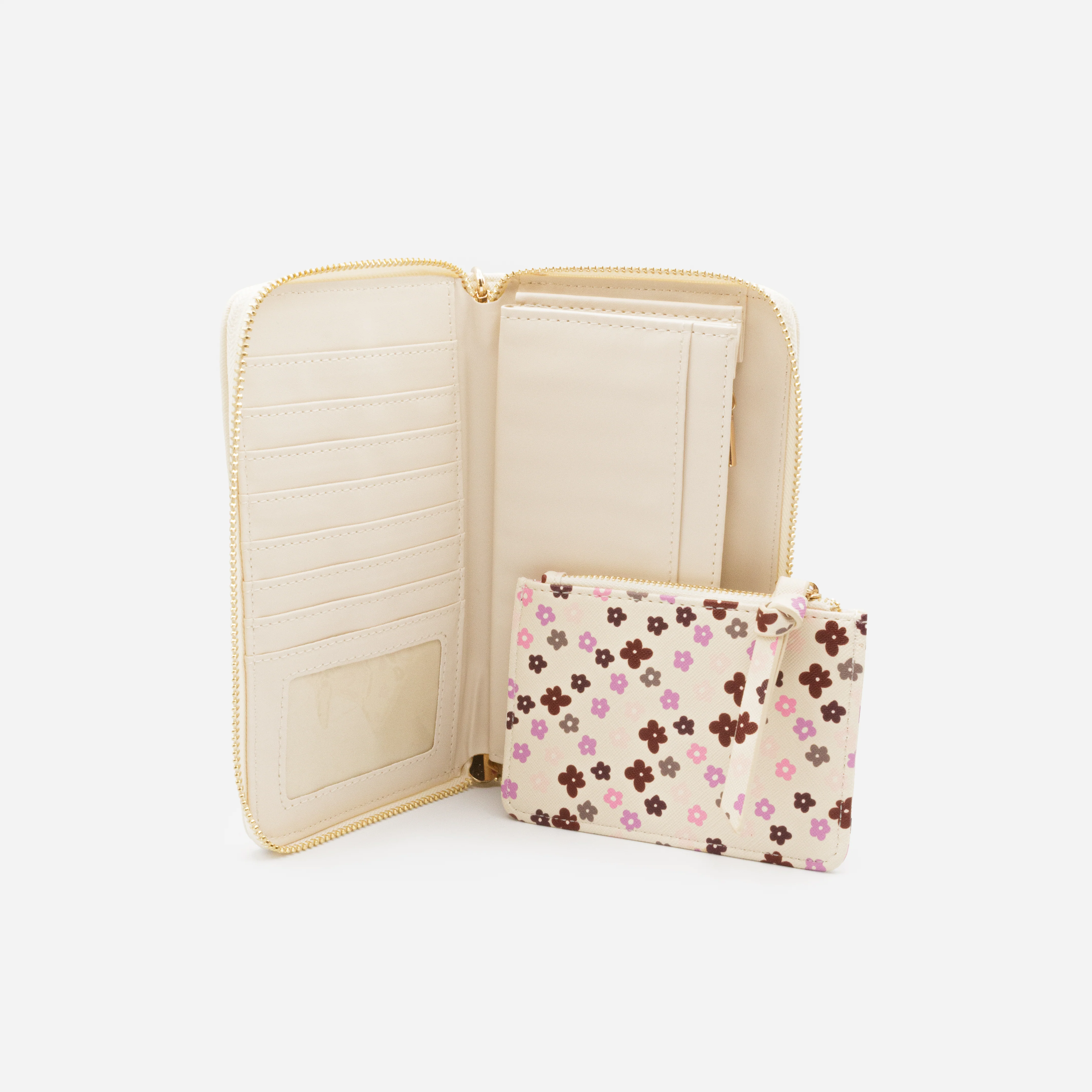 Portefeuille ivoire avec pochette amovible fleurie - Image 4