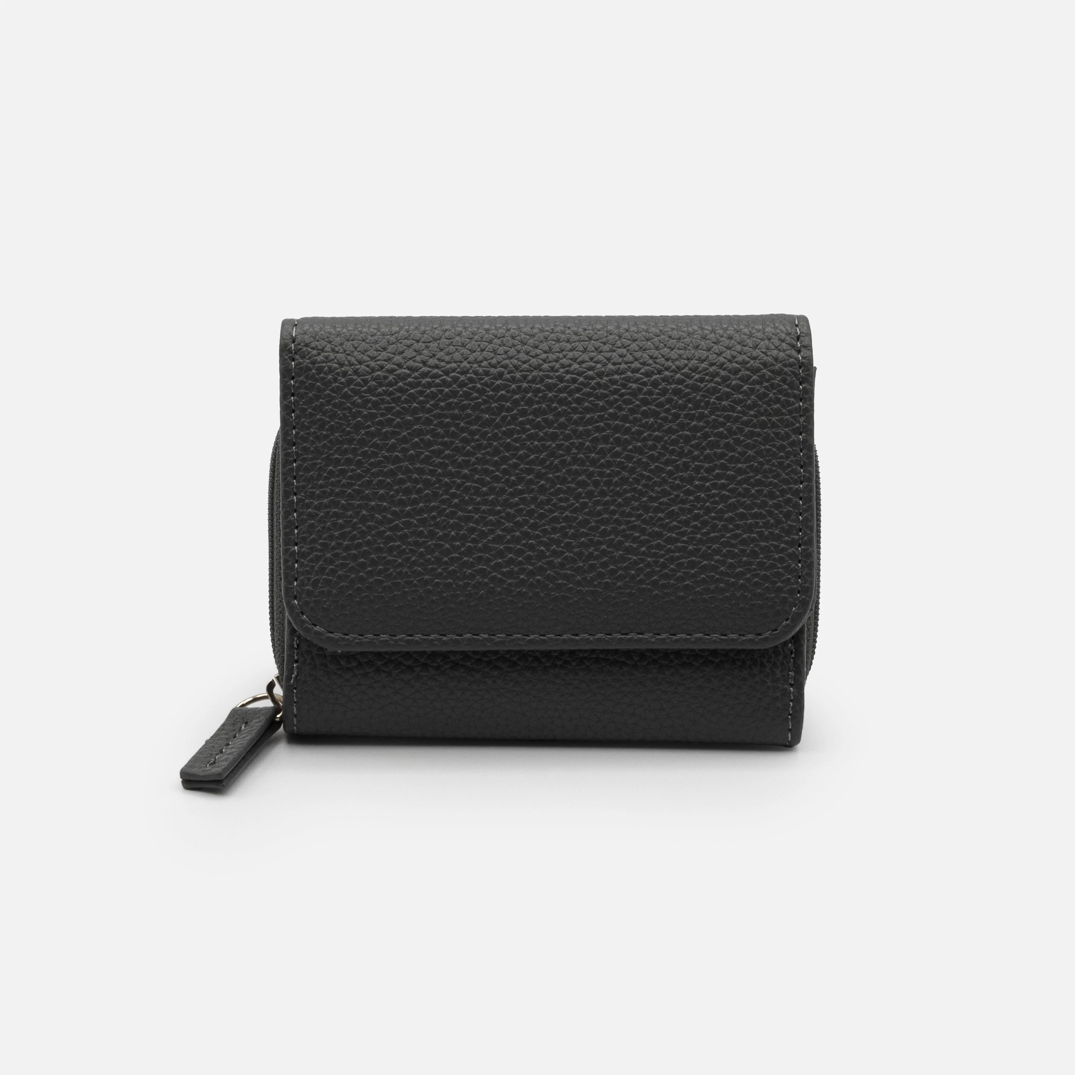 Petit portefeuille gris foncé en PU