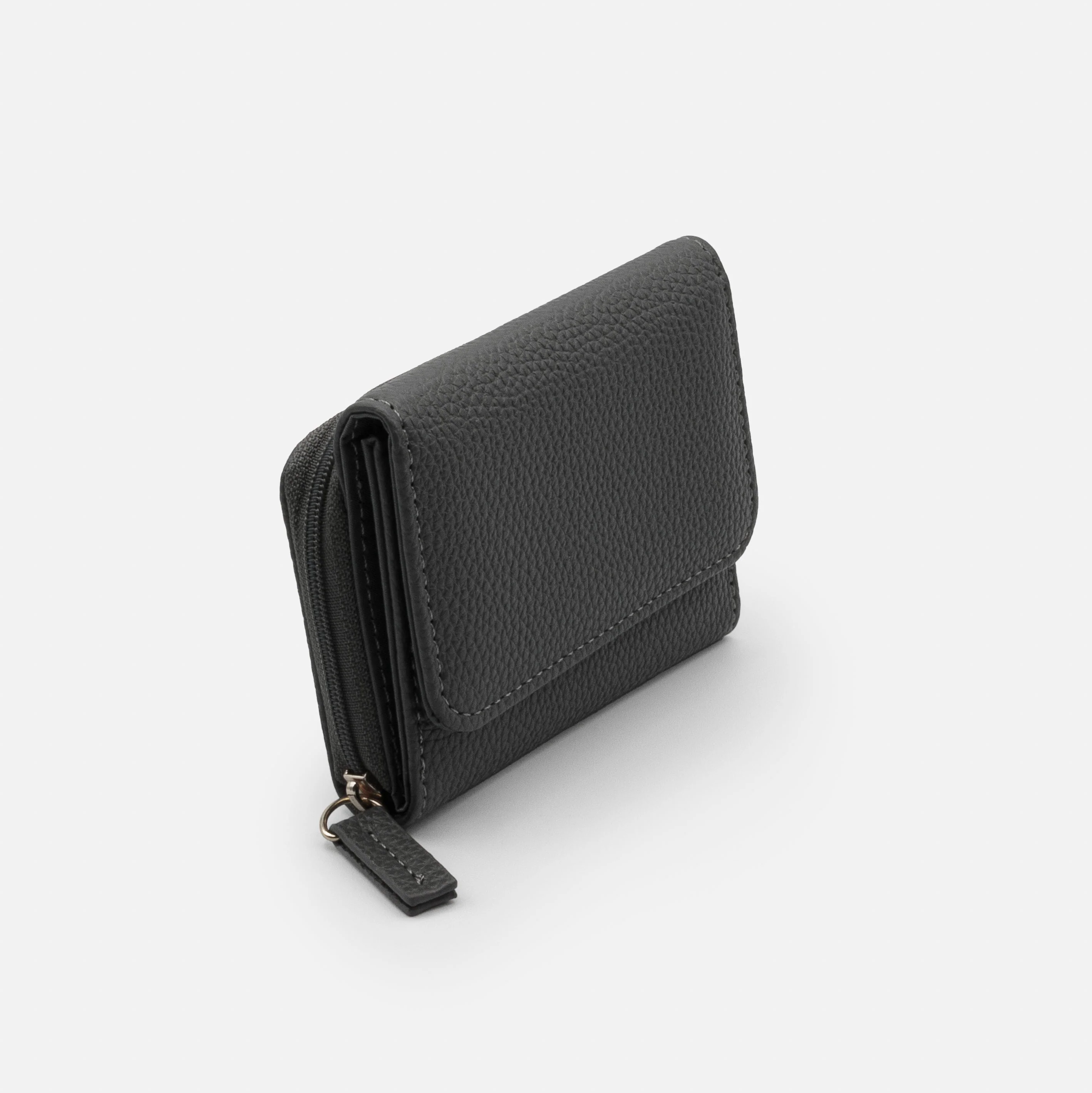 Petit portefeuille gris foncé en PU - Image 2