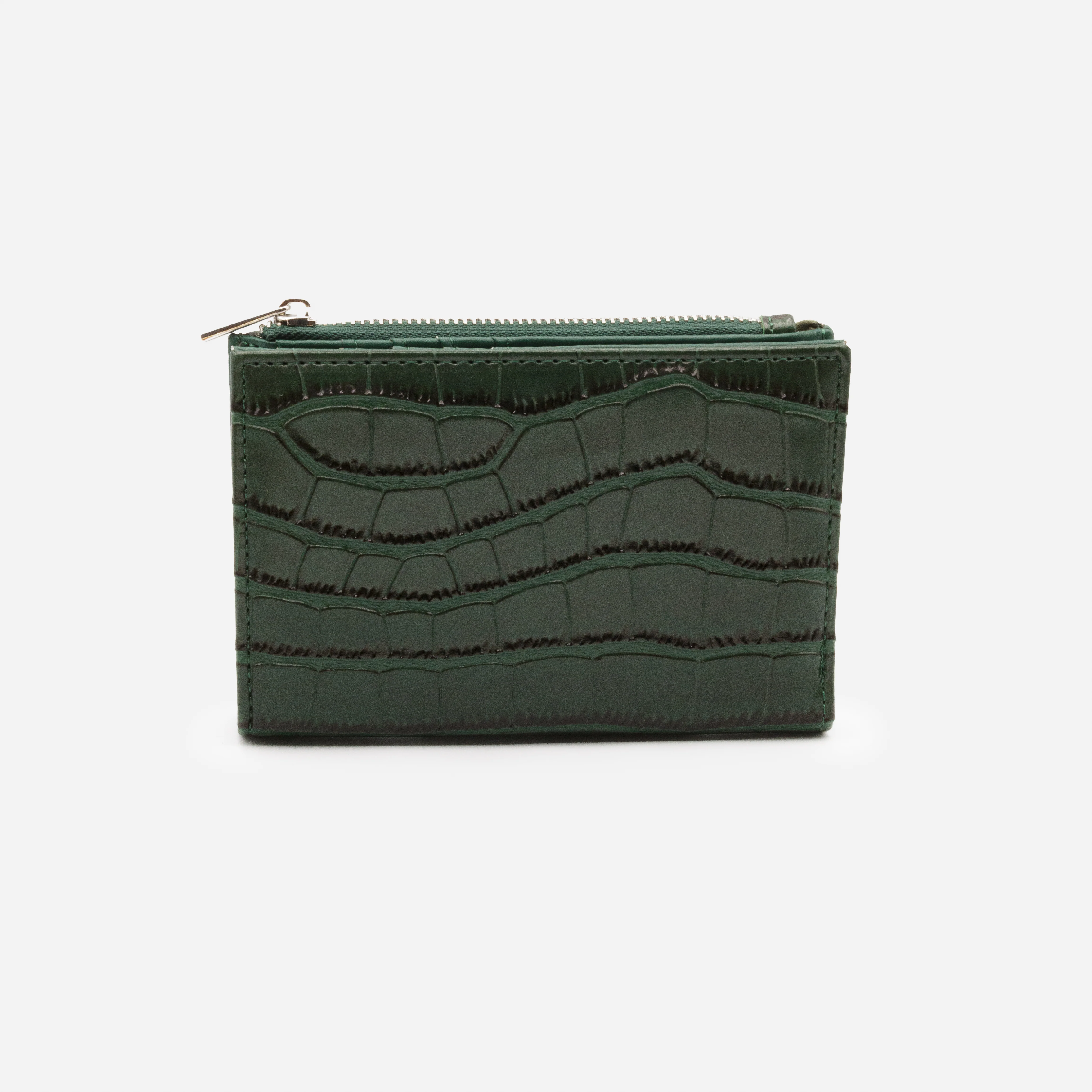Petit portefeuille vert foncé peau de crocodile