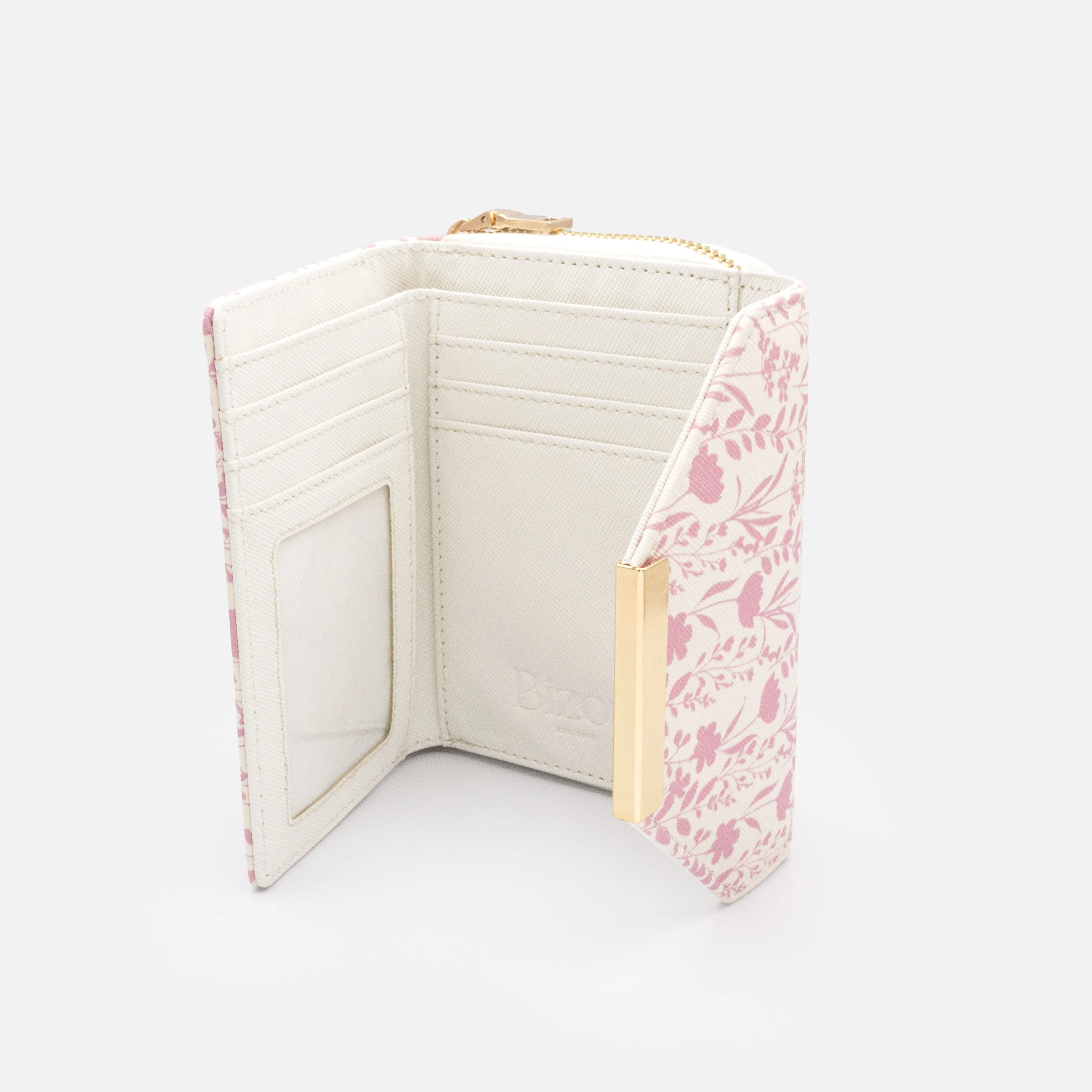 Portefeuille ivoire en PU Saffiano à imprimé floral rose - Image 3