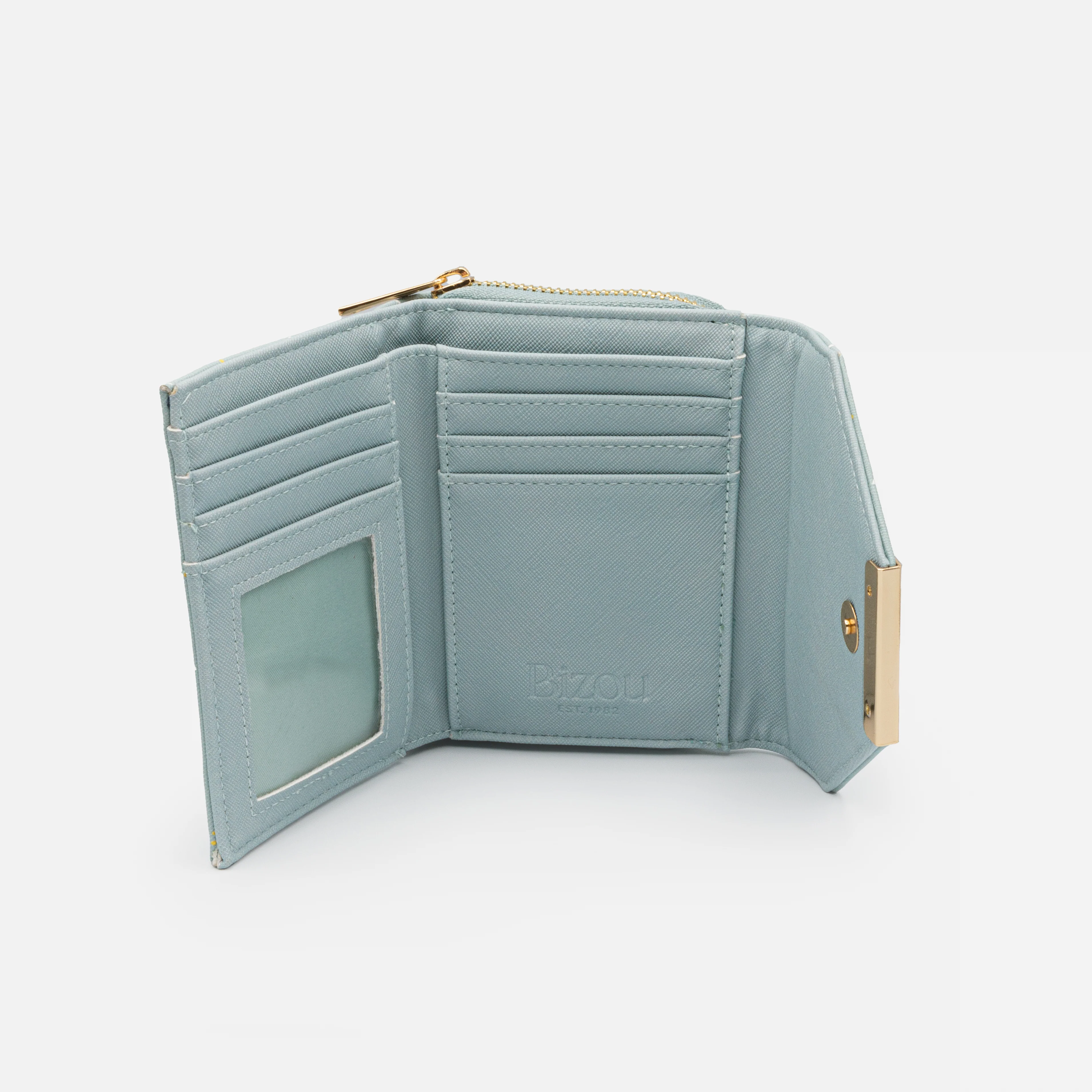 Petit portefeuille turquoise à motifs délicats - Image 3