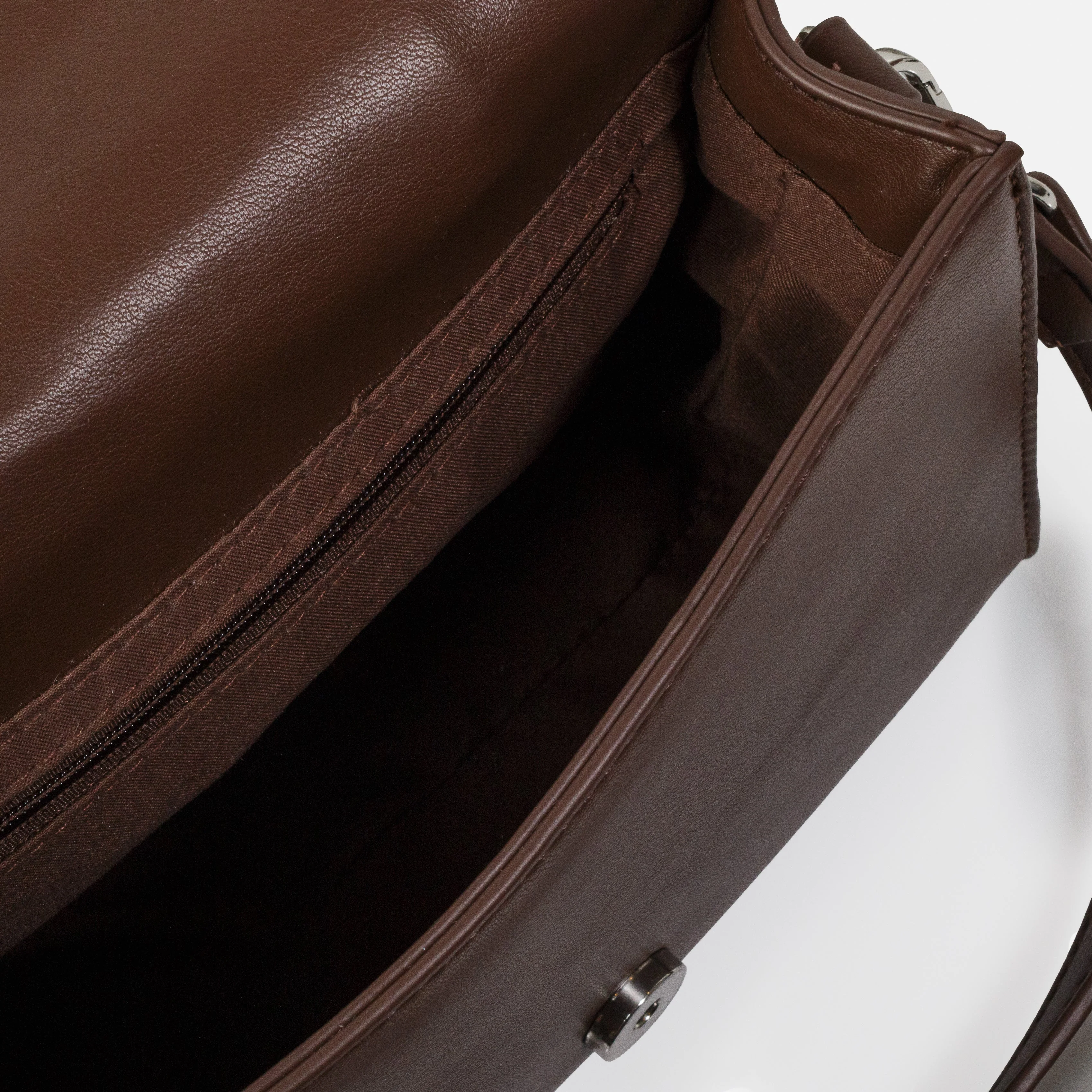 Sac à main bandoulière brun foncé à carreaux beiges & vert pâle en PU - Image 3