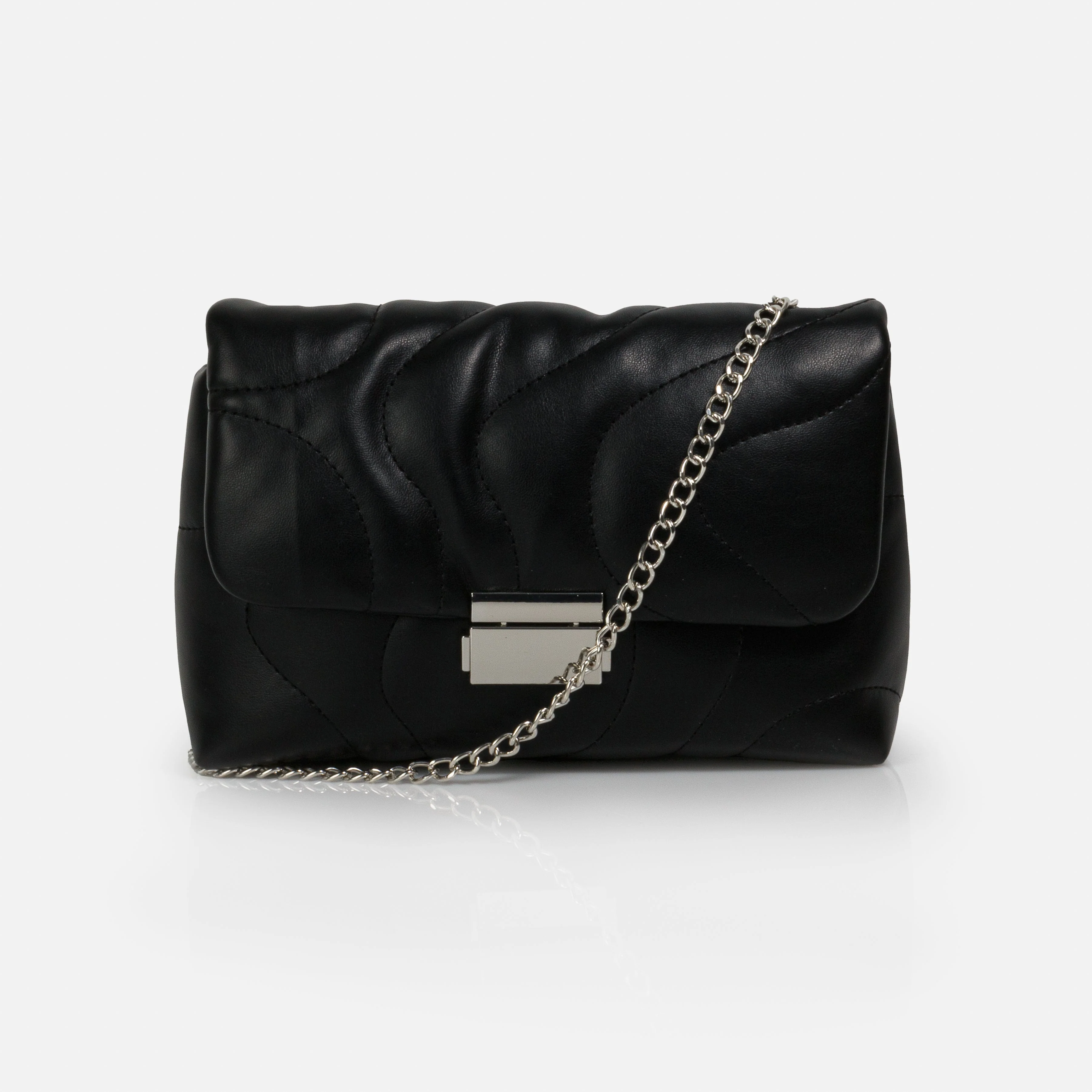 Sac à main bandoulière noir matelassé en PU