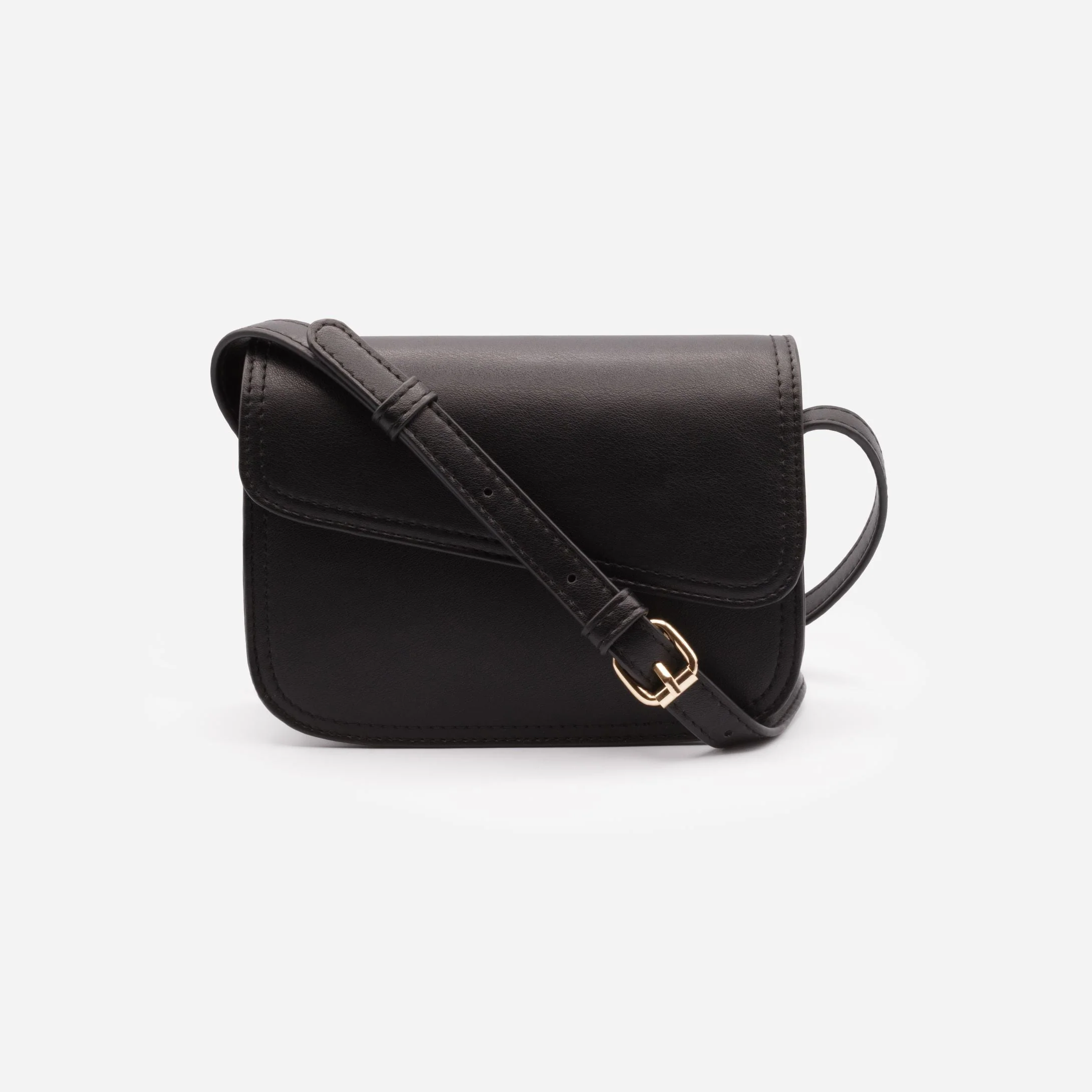 Sac à main bandoulière noir en PU lisse avec rabat asymétrique