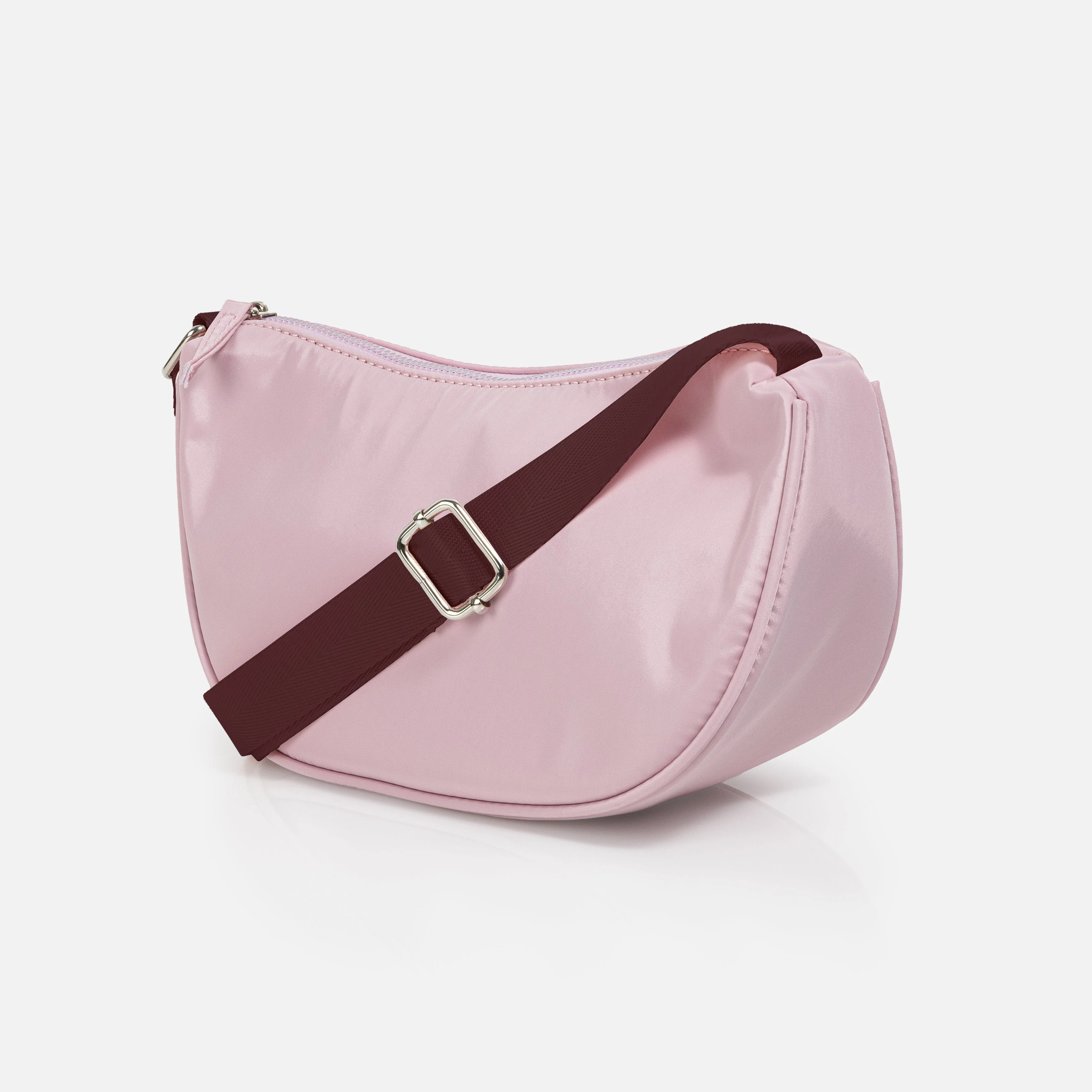 Sac à main bandoulière lilas en nylon avec sangle pourpre - Image 3