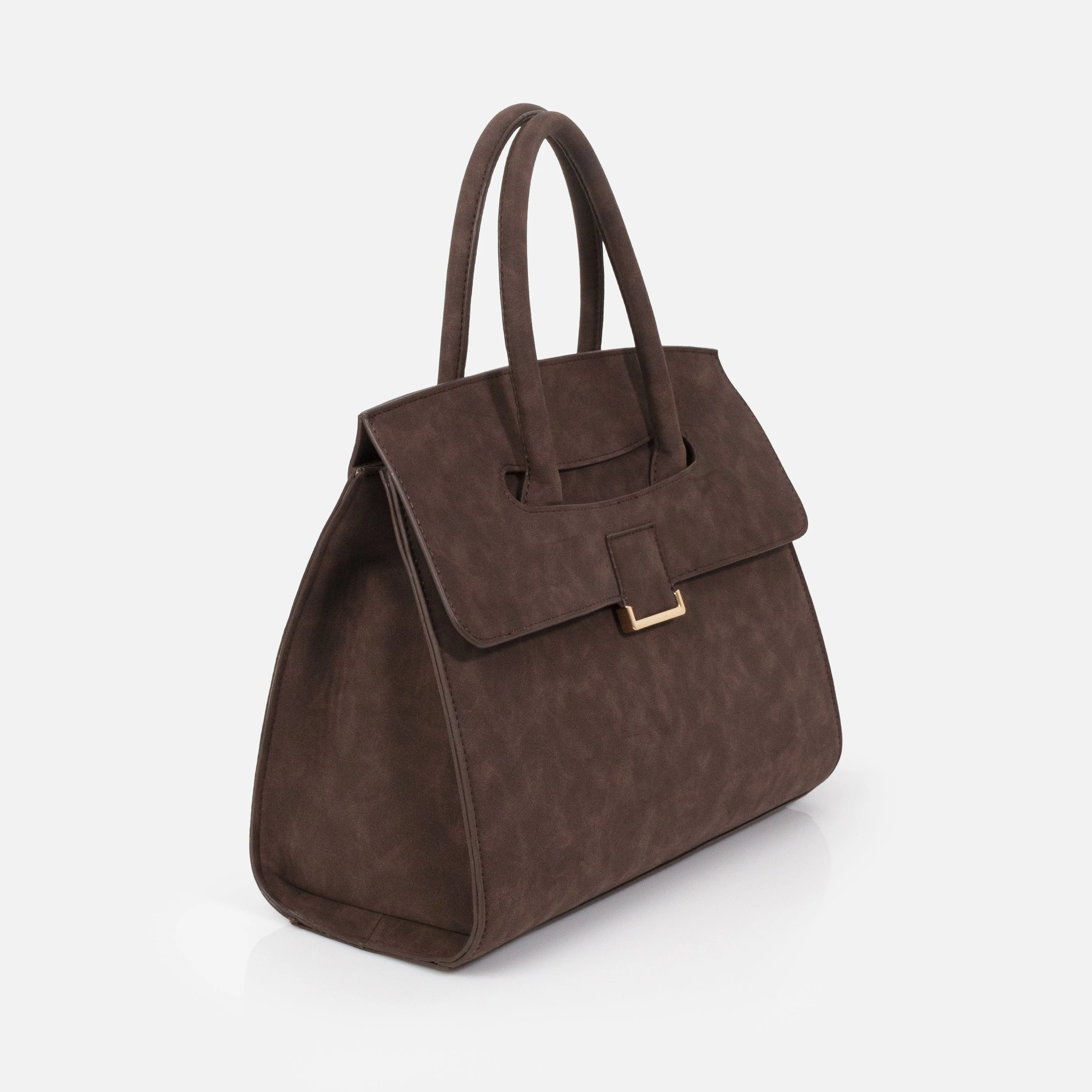 Sac à main brun foncé en suède - Image 2