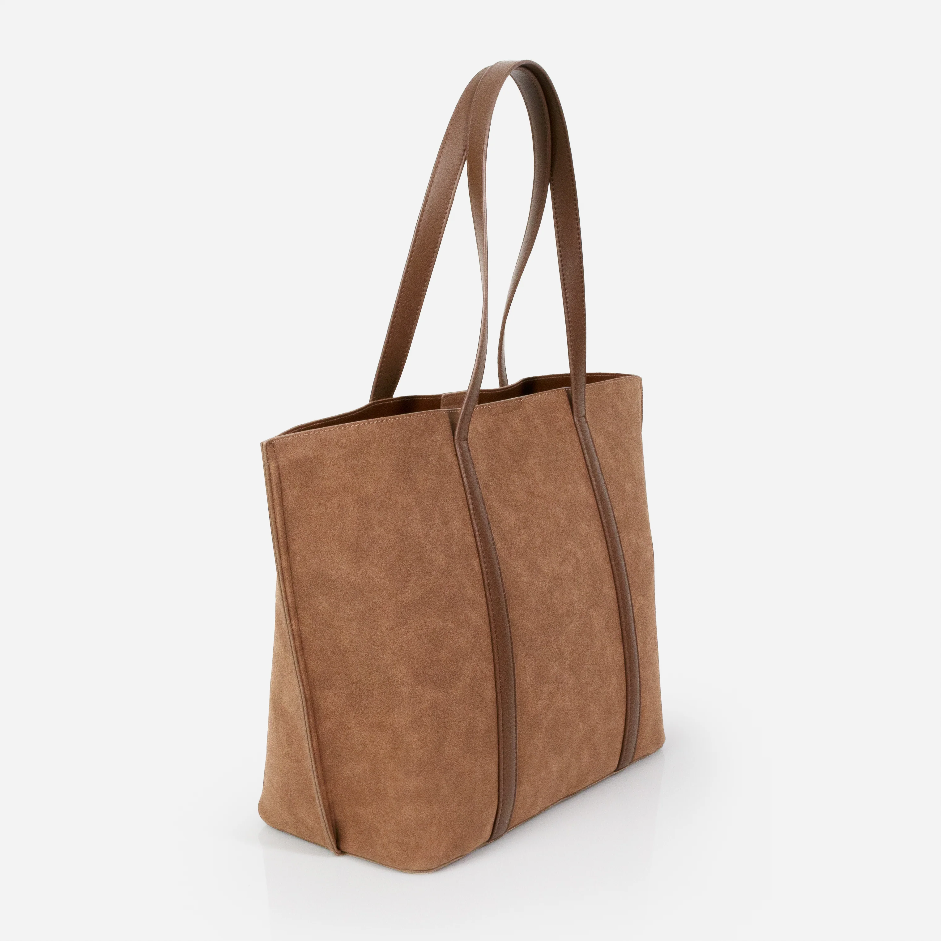 Sac à main brun pâle effet suède - Image 2