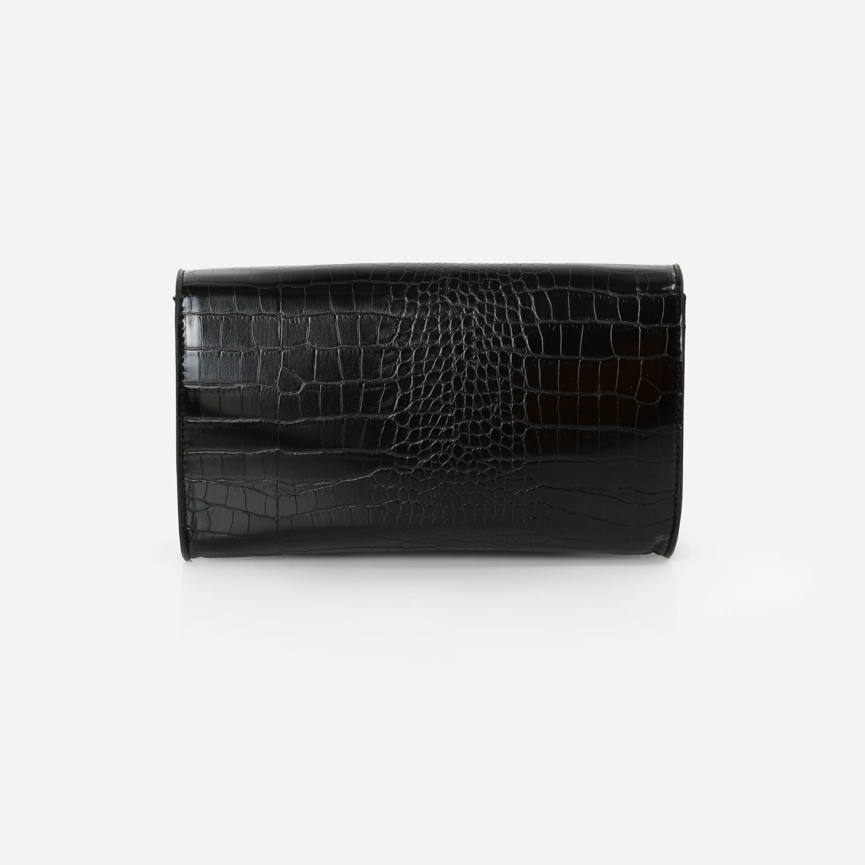 Sac à main pochette peau de crocodile noir - Image 3