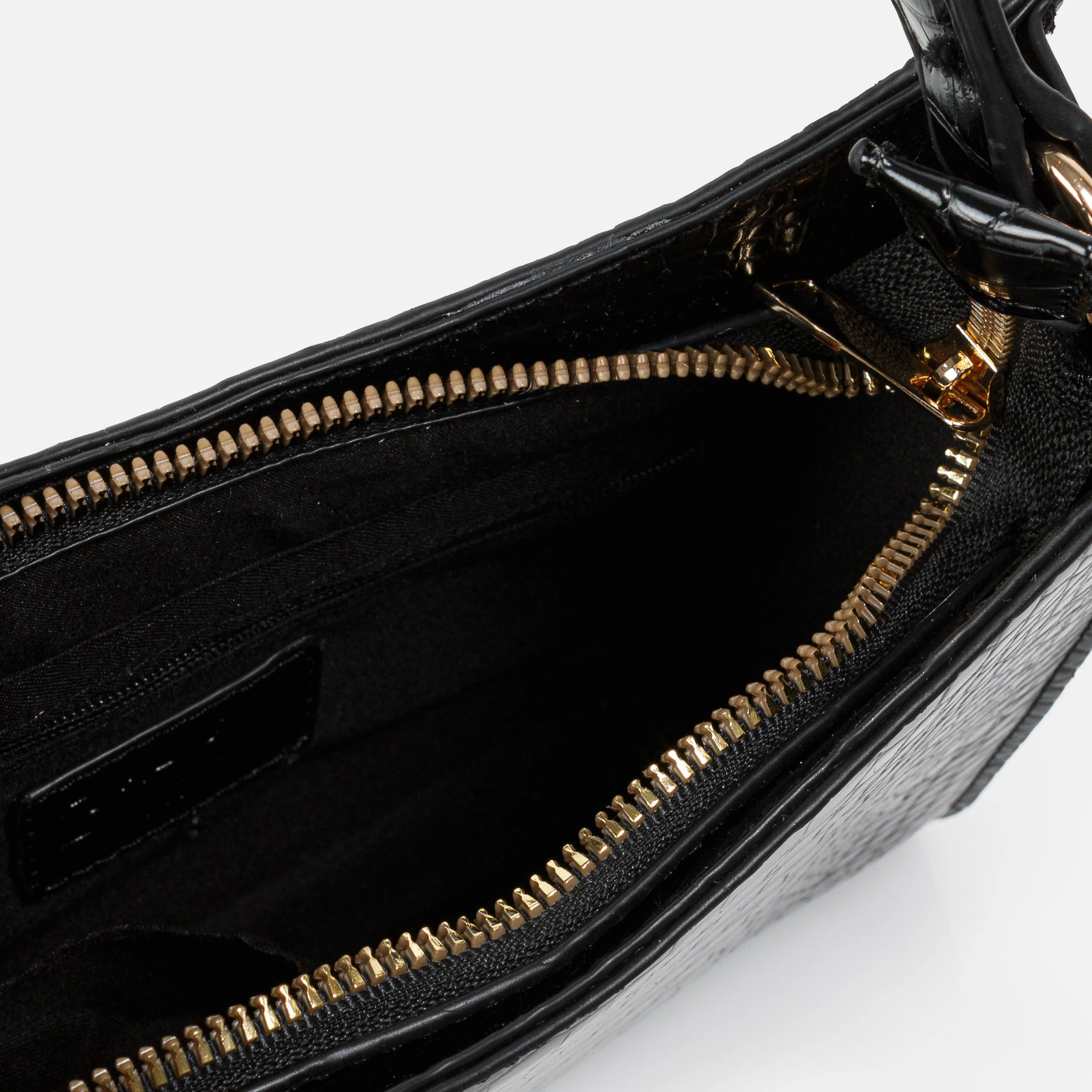 Sac à main noir peau de crocodile en PU - Image 3