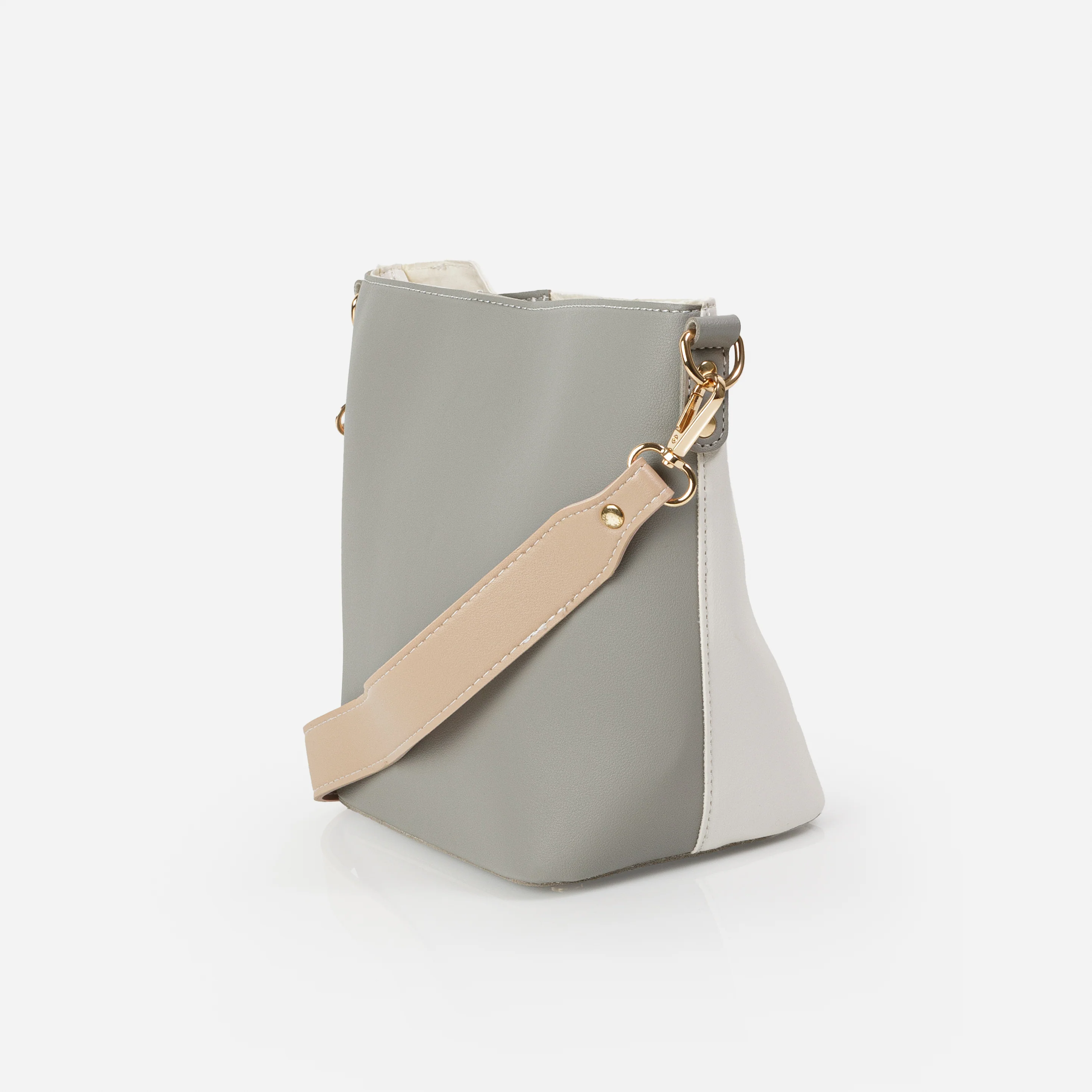 Sac fourre-tout ivoire et gris avec sangle deux tons - Image 2