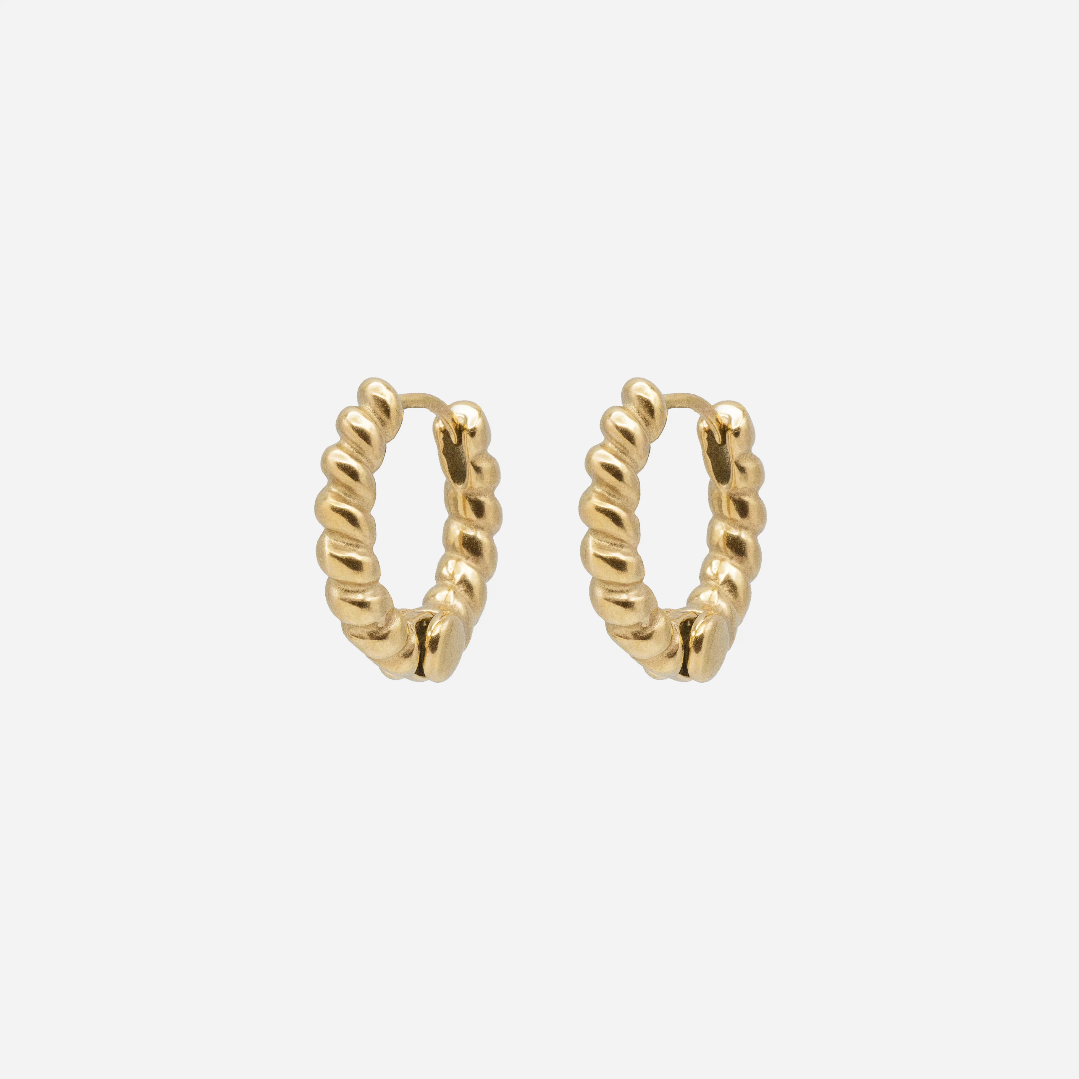 Boucles d’oreilles huggies torsadées dorées en acier inoxydable