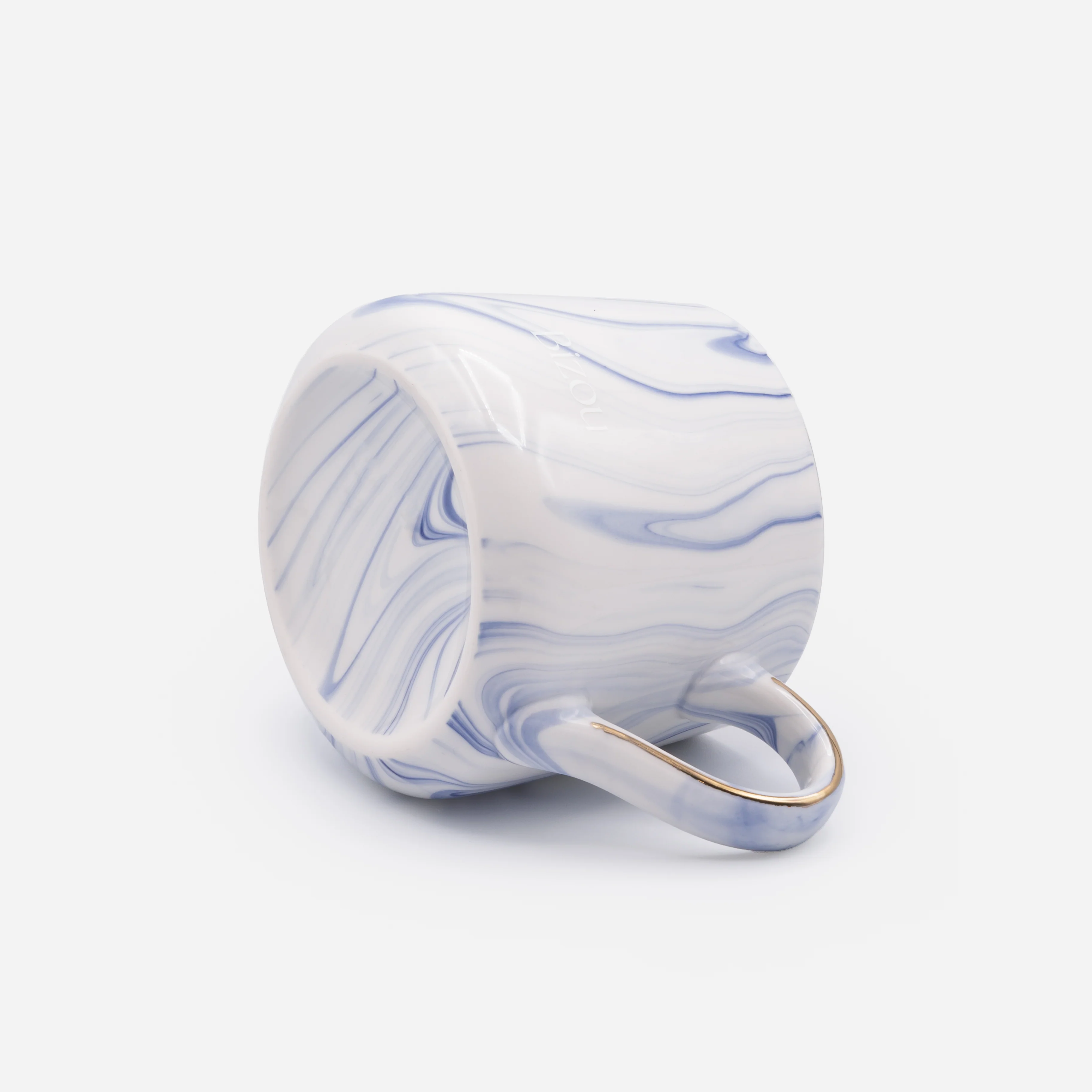 Tasse blanche avec marbrures bleues en céramique - Image 3