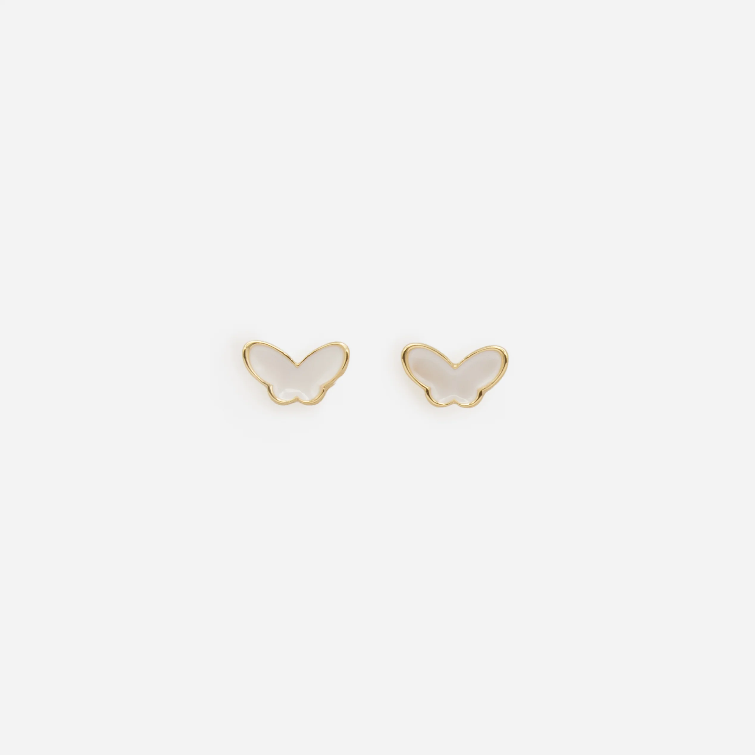 Trio de boucles d'oreilles papillons blancs et anneaux dorés - Image 3