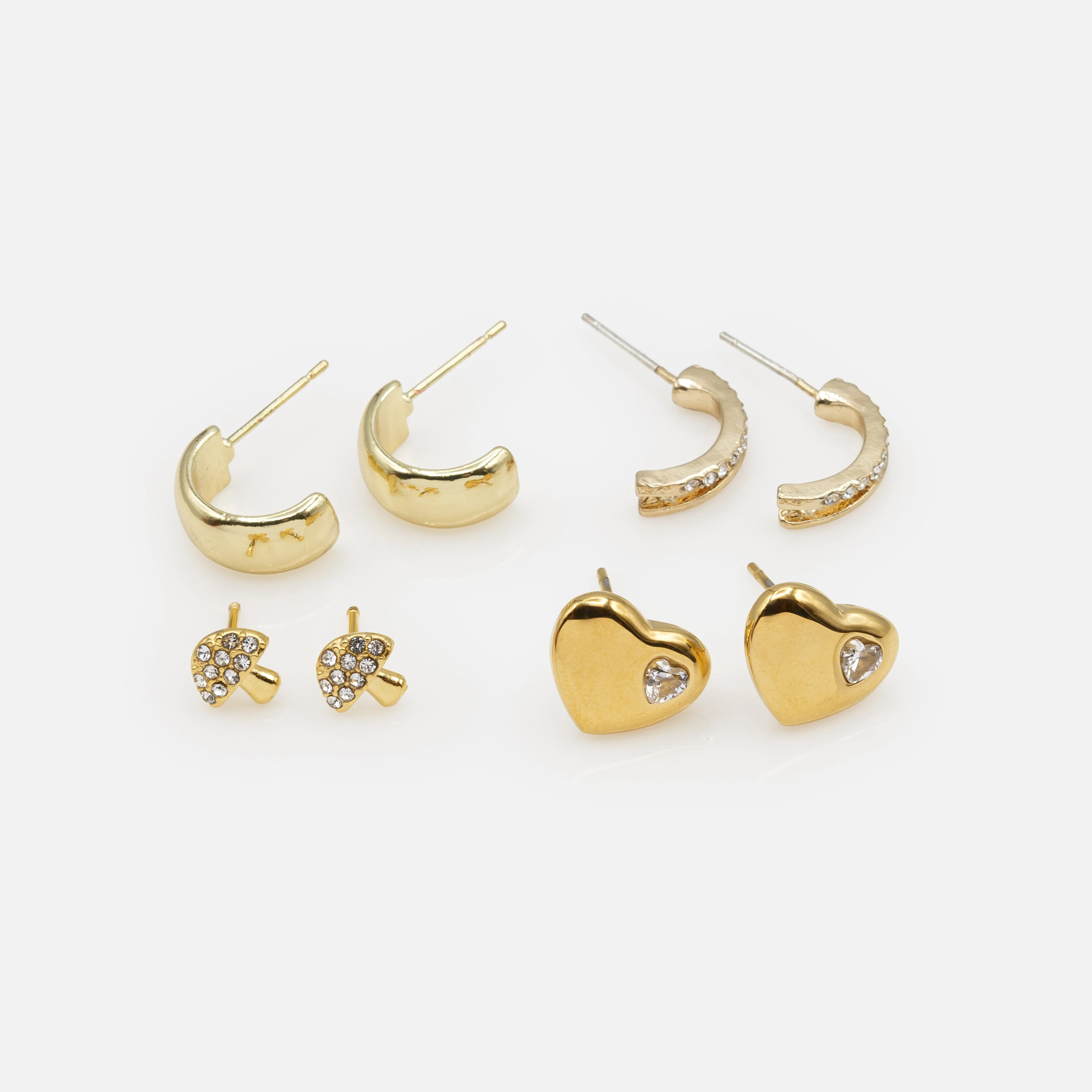 Ensemble de quatre boucles d'oreilles dorées variées - Image 2