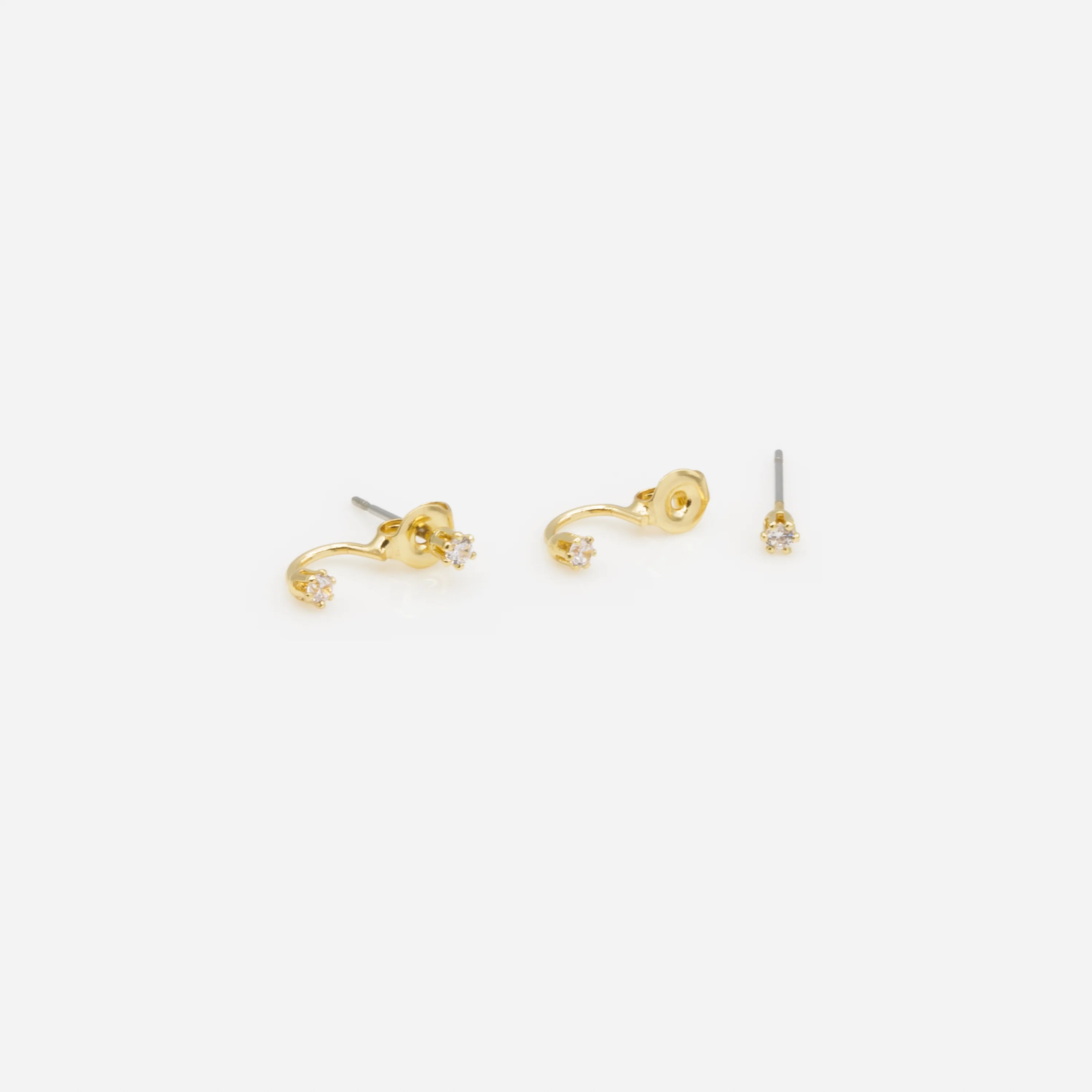 Trio de boucles d'oreilles fixes dorées avec zircons cubiques - Image 5