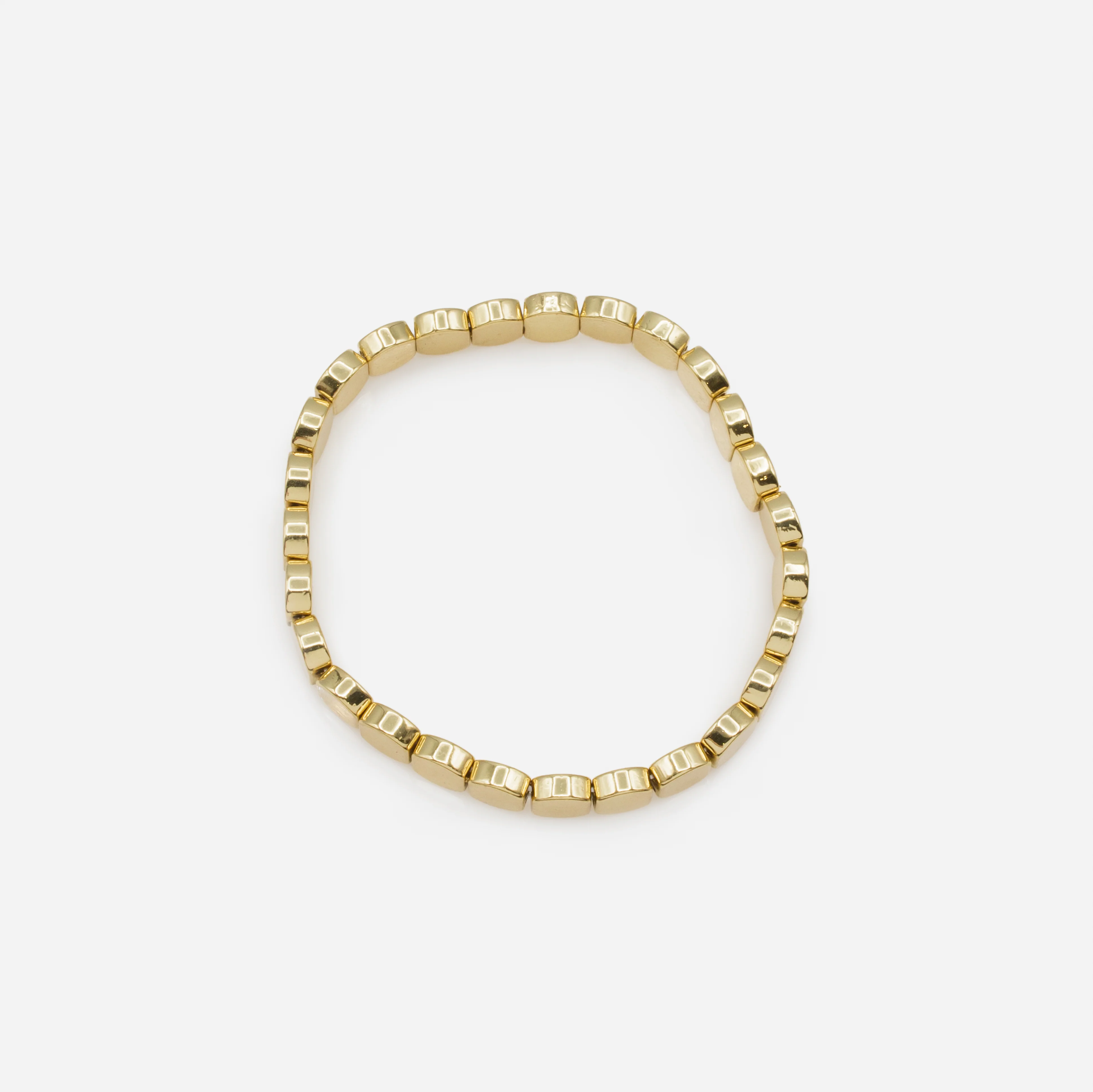 Bracelet élastique doré à billes plates - Image 2
