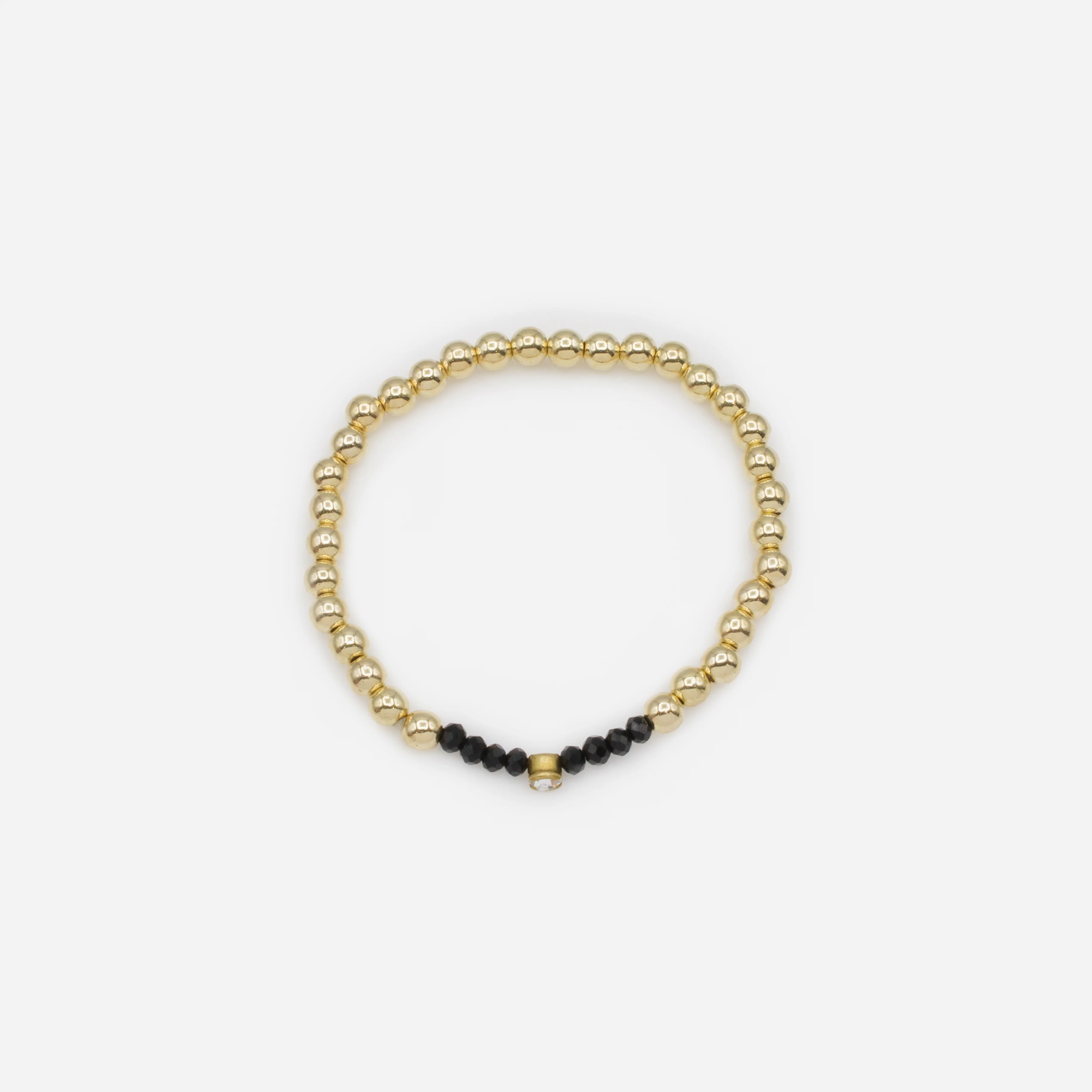 Trio de bracelets élastiques avec billes noires et dorées - Image 2